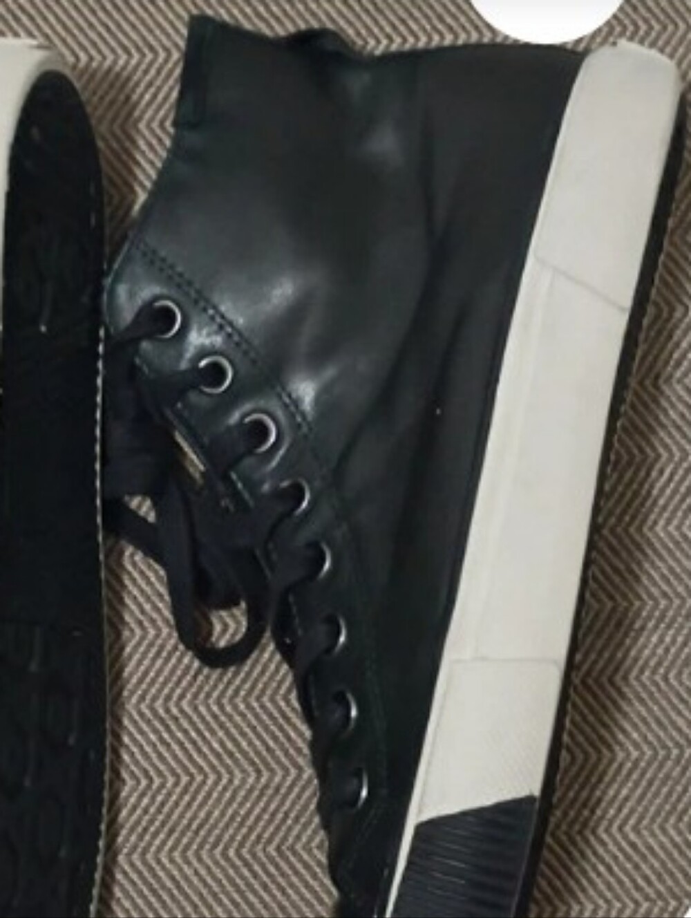 All Saints Men'sBlack Leather, High-Top Sneakers with White Soles EU 43 Size 10 - Picture 4 of 7